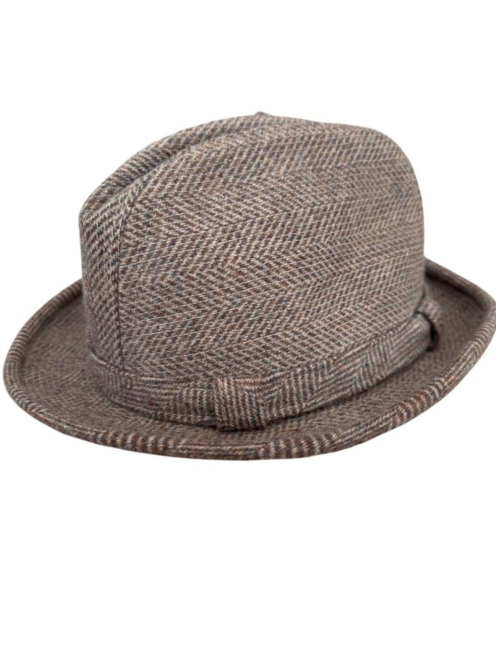 Vintage Wool Tweed Brown Fedora Hat Size 7 1/4 Autum Fall Winter